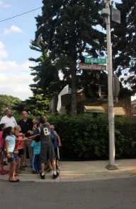 The honorary street sign unveiled! Courtesy Barb Ziegler.