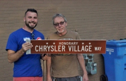 Our first Honorary Chrysler Village Way street sign winner! Courtesy Barb Ziegler.
